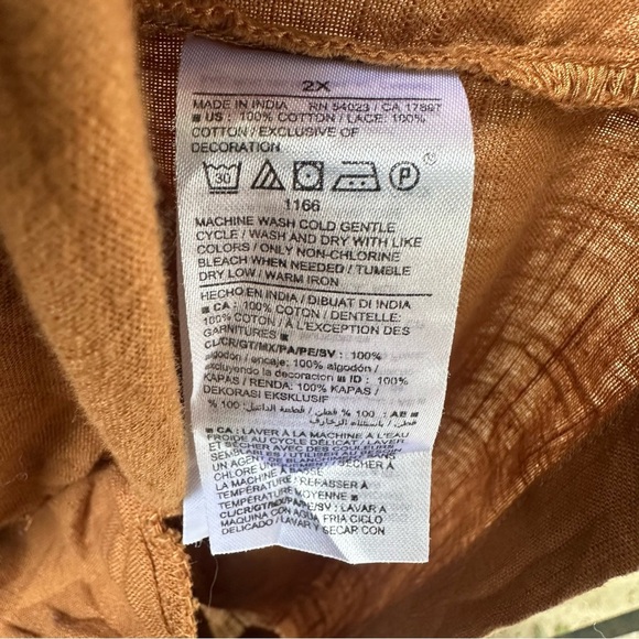 Old Navy Brown Crochet Flutter Sleeve Tie-Back Swing Dress 2X Boho Festival - Picture 9 of 13